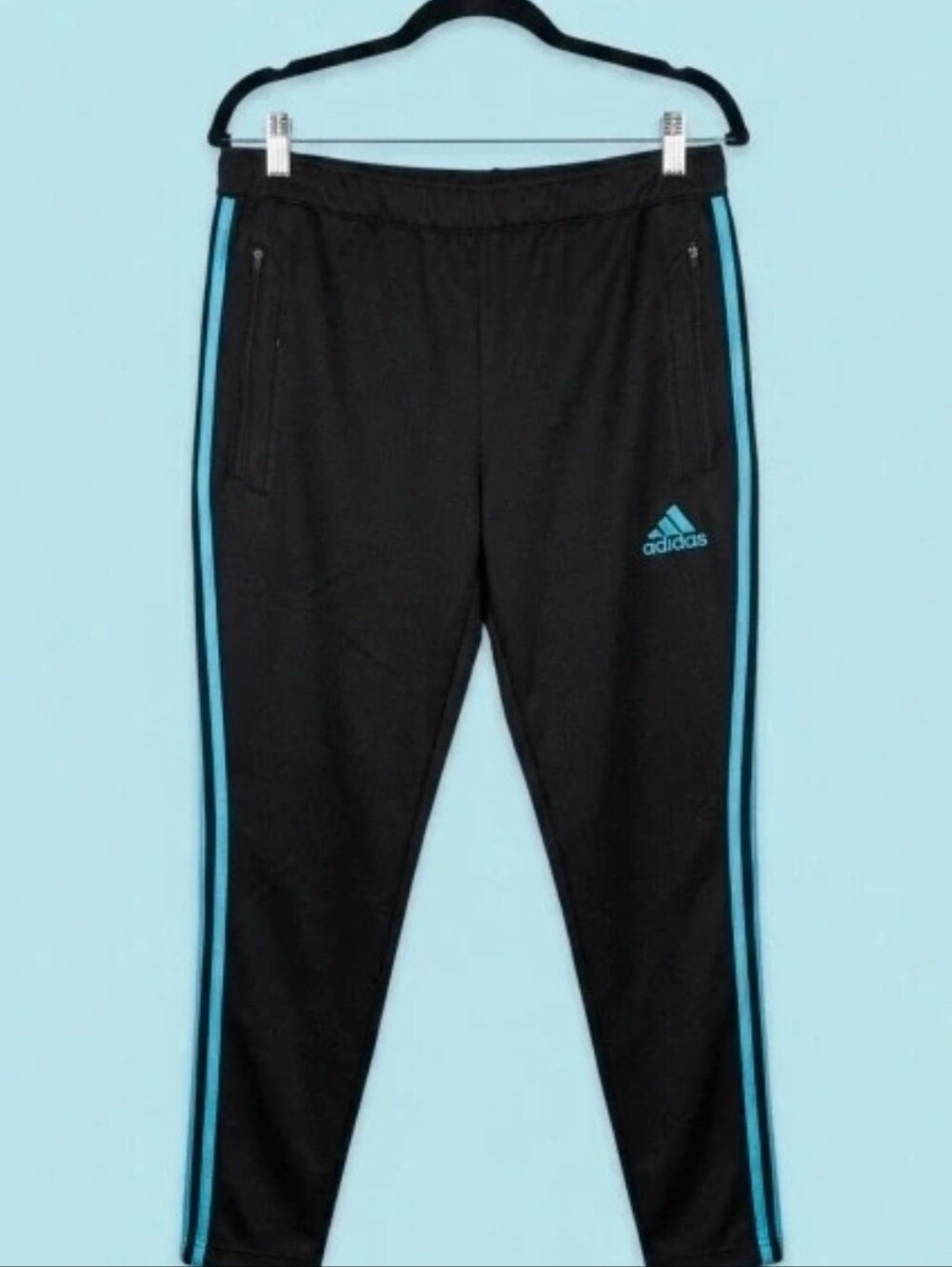 adidas Tiro Climacool Track Pants Black Cyan Blue Zip Ankle Soccer Women's